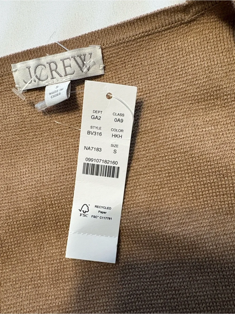 J. Crew Giselle V-Neck Sweater Blazer S Tan V-Neck Longer Gold Buttons NWT